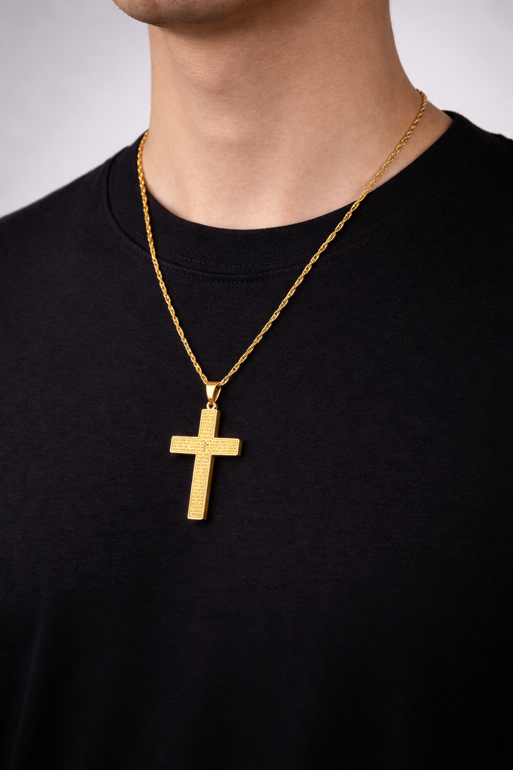 Combo Cadena Singapur + Dije Cruz Oración Hombre